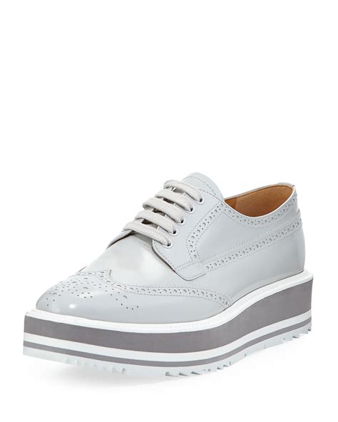 prada platform brogue trim leather oxford|Prada brogues farfetch.